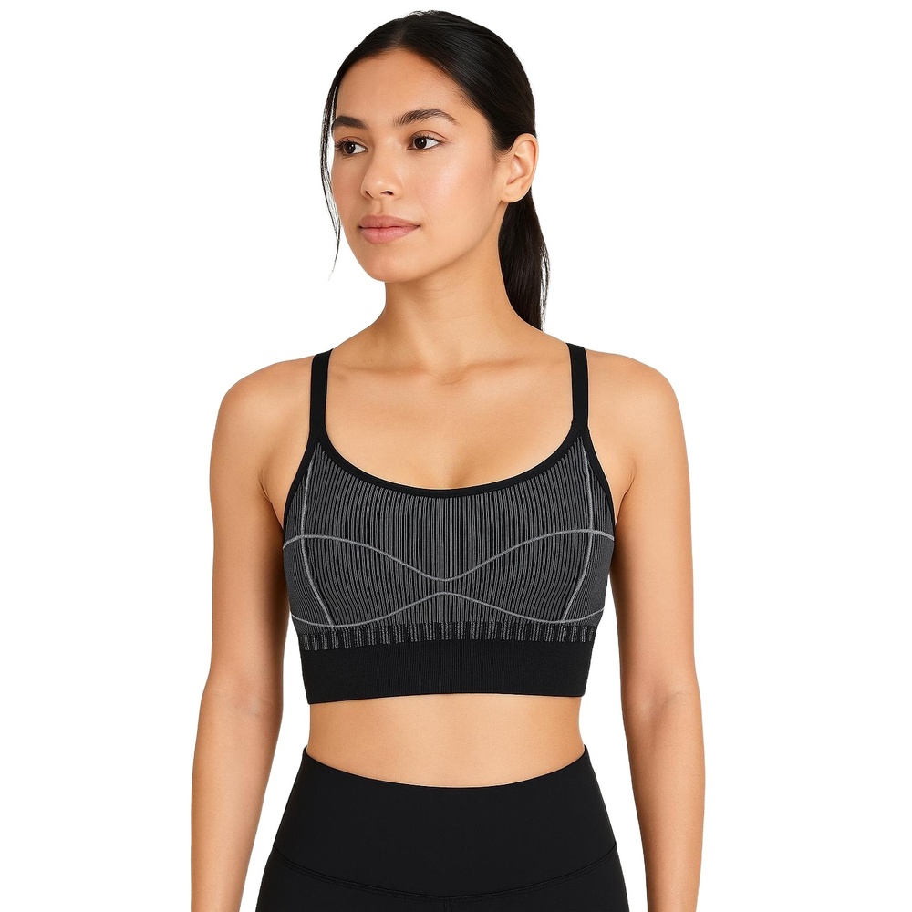 Black Sports Bra‎ Adjustable Straps Womens Medium